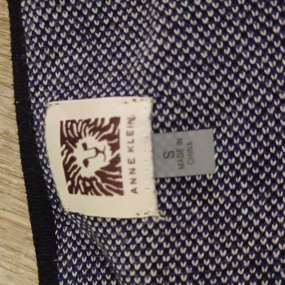 Anne Klein purple window pane side hem slit split open cardigan cotton acrylic S - Picture 14 of 16